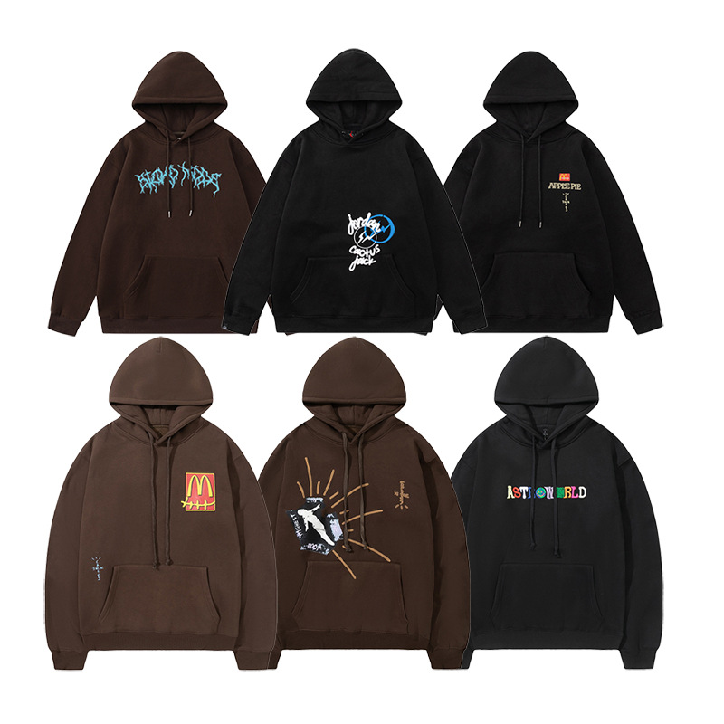 区别市场通货 travis scott ts合集闪电梯子发泡印花加绒连帽卫衣