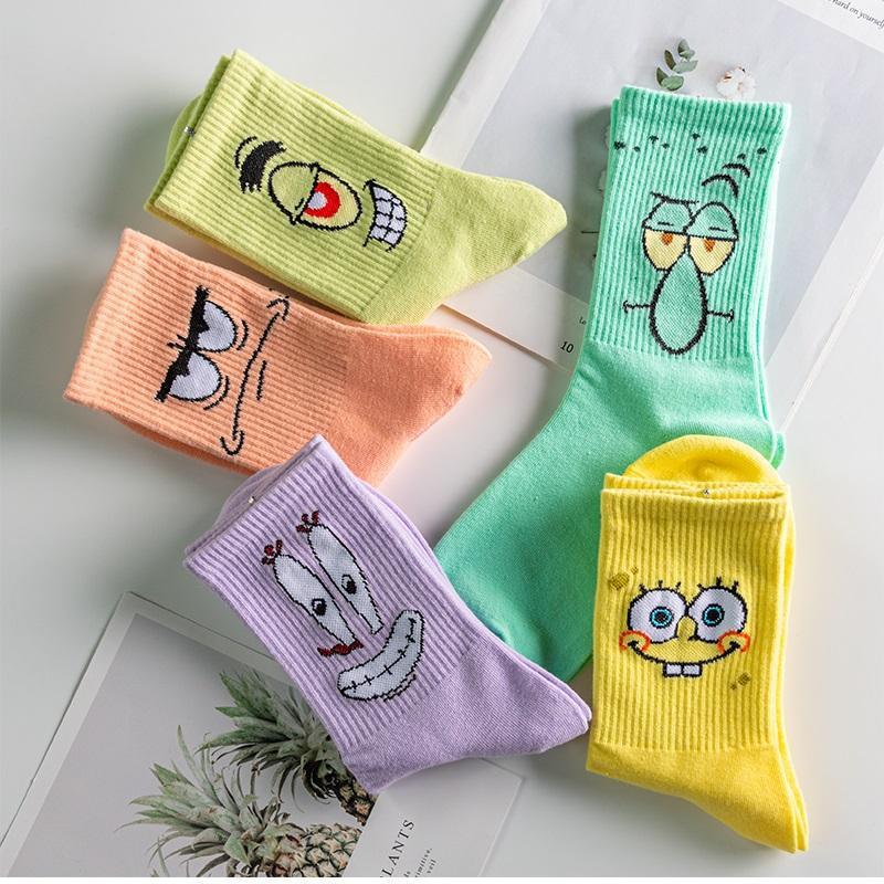 Sponge Baby Socks Women's Socks European and American Cartoon Socks Cotton Men's Long Trendy Socks Cute Students' Socks