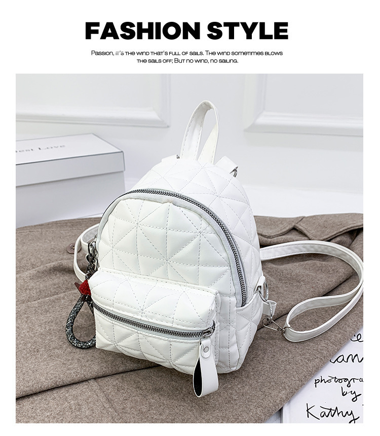 2021 Western Style Backpack Women's New Women's Rhombus Solid Color Tote Shoulder Messenger Bag Fashionable Stylish Outfit Backpack