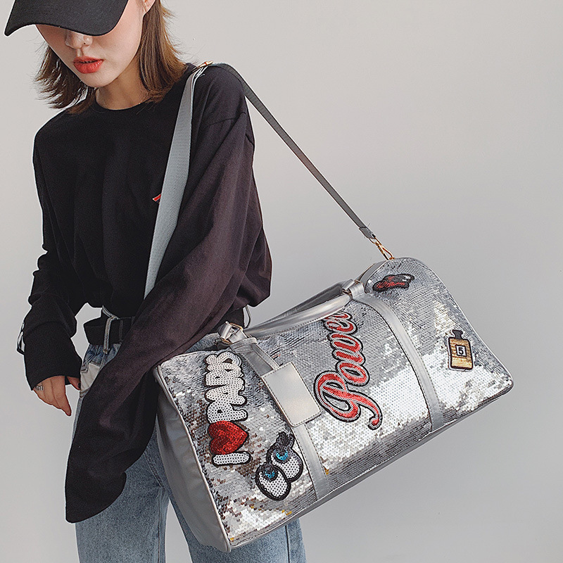 2020 New Sequined Letters Excursion Bag Pairs Boarding Bag Men Shoulder Gym Bag Sports Bag Women Yoga Bag