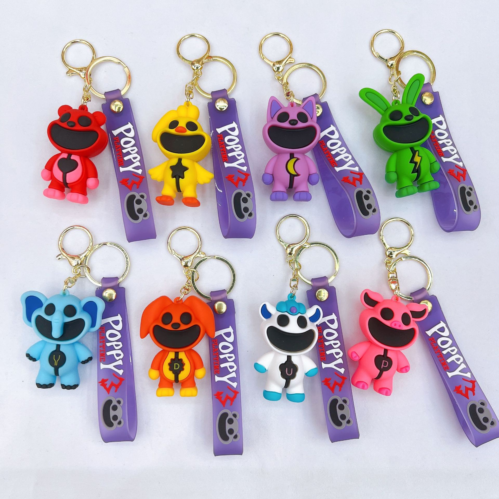 Cross-Border Smiling Critters Smile Animal Keychain Cartoon Animation Peripheral Doll Ornament Pendant