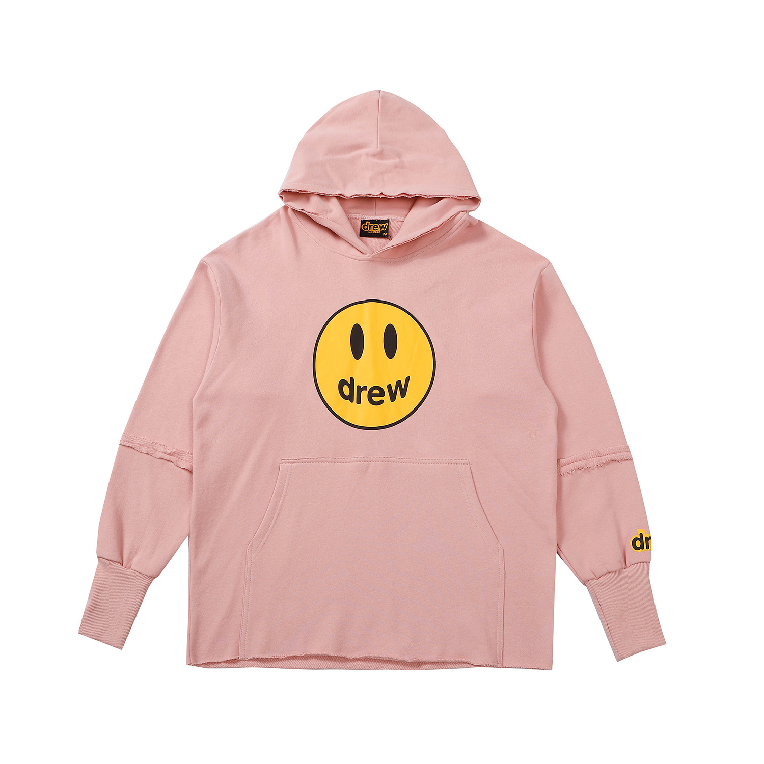 跨境批发drew icon笑脸字母印花男女贾斯汀比伯拼接加绒卫衣帽衫 图片