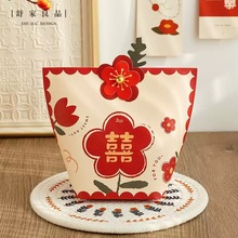 中式结婚喜糖盒手提式喜糖盒婚礼桌糖伴手礼空盒回礼装糖袋子手折