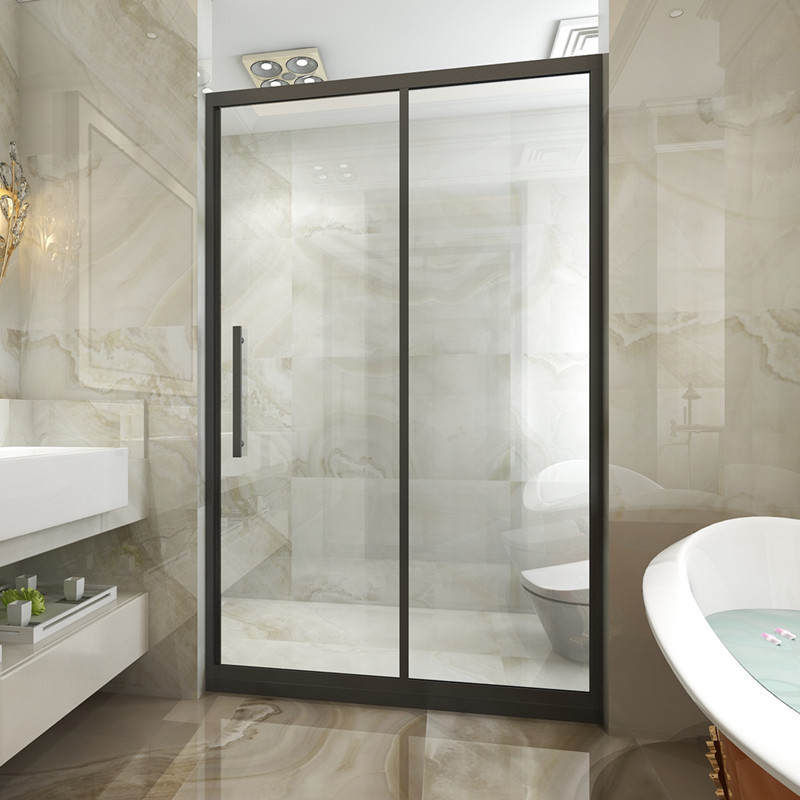 一字隔断钢化玻璃门淋浴房整体家用洗澡间浴室移门式屏风推拉