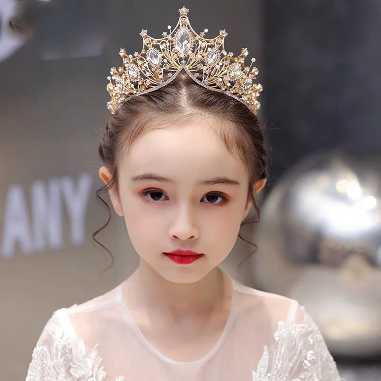 Crown Hair Clasp Headdress Children Princess Girl Diamond Korean Crown Crystal Children Hair Accessories