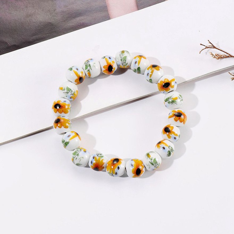 New Ceramic Accessories Jewellery Candy Color Full Beads Bracelet Student Female Bracelet Elastic Non-Fading Antique Bracelet