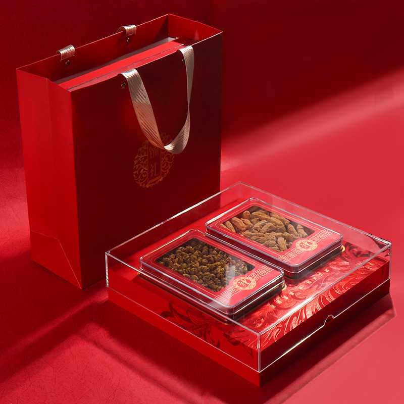 亚克力双拼燕窝羊肚菌包装盒通用鱼胶礼品盒滋补品海参礼盒空盒