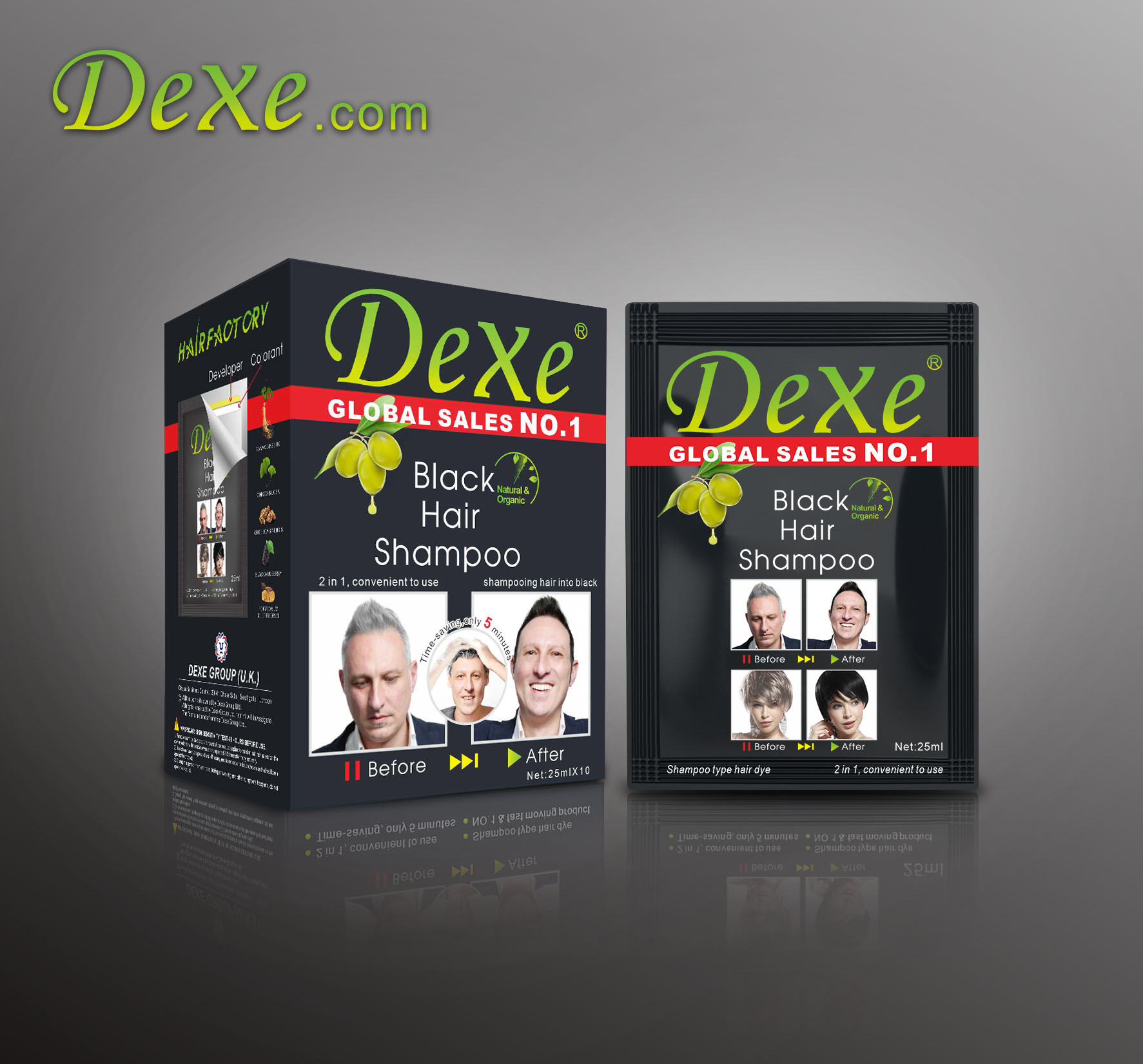 Dexe Hair Dye 10-Piece Cover White Hair Plant Hair Dye Cream Hair Blackening Wash Black Hair Foreign Trade Exclusive