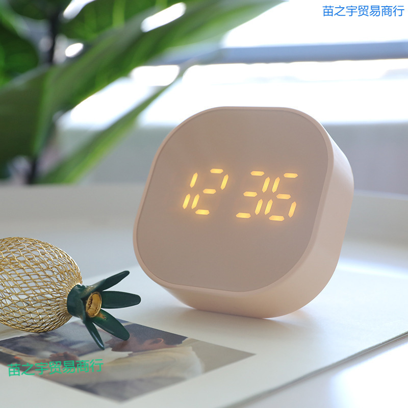 欧式创意定时智能小闹钟方块迷你卡通简约数字时钟床头夜光电子钟