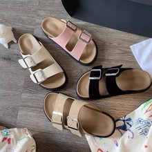 跨境外贸大码厚底拖鞋女2024秋季新款法式休闲软底一字slippers