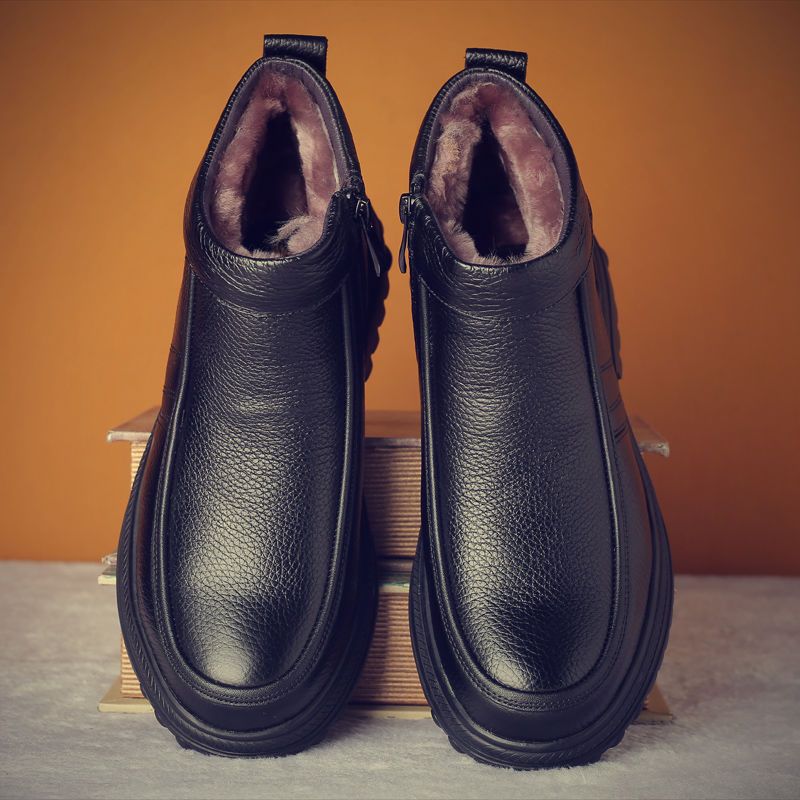 棉鞋男中老年爸爸鞋冬季男士加绒加厚保暖休闲棉皮鞋防滑老人严选