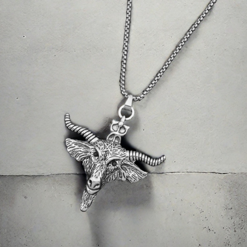 跨境欧美风山羊吊坠男潮夏季百搭项链个性时尚嘻哈配饰羊头饰品