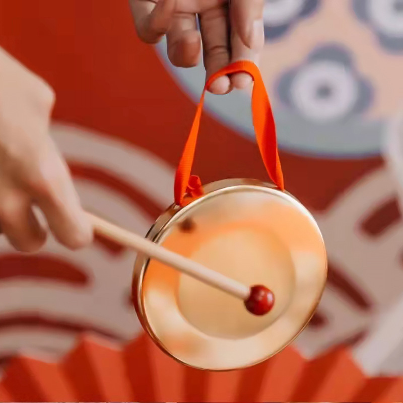 宝宝周岁抓周敲锣鼓启智慧锣儿童小锣道具铜锣鼓镲启智锣打击乐器