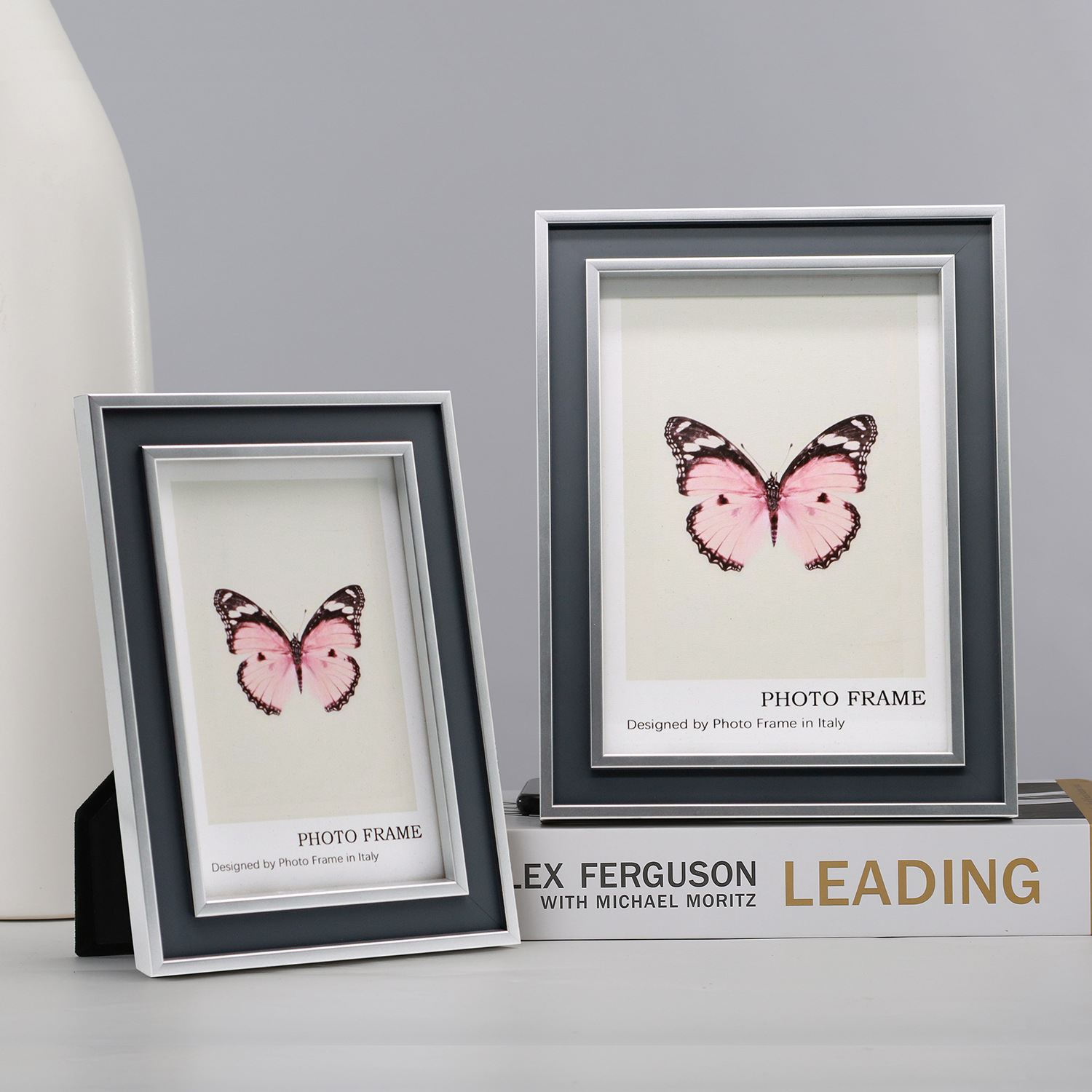 高级灰相框实木材质银灰色极简黑白灰风格2021新款相框摆台高品质