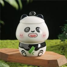 创意可爱公仔熊猫个性萌趣造型带盖勺喝水杯陶瓷马克杯伴手礼杯子