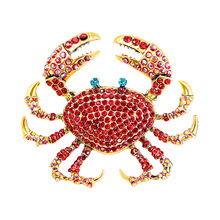 跨境欧美创意夸张水钻螃蟹胸针 合金动物胸花配饰别针新款brooch