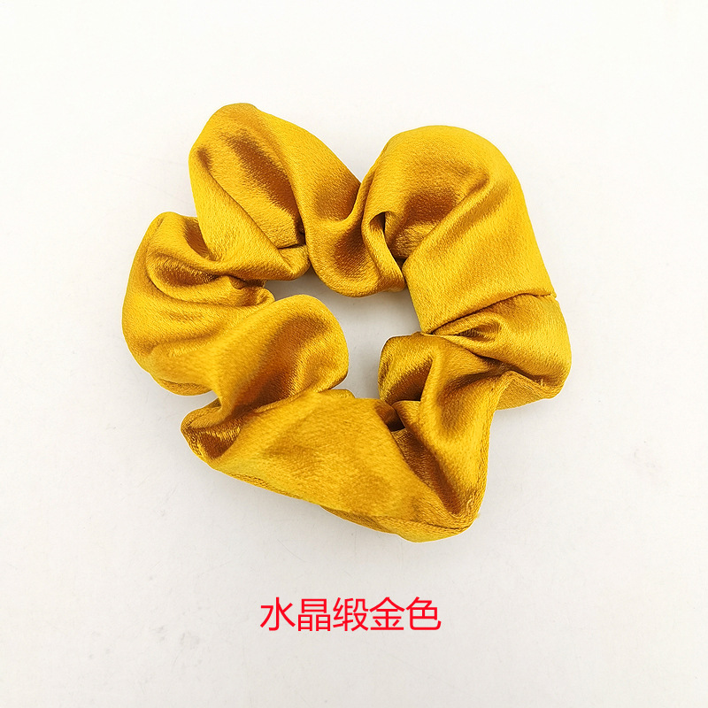 Cross-Border European and American Solid Color Crystal Satin Large Intestine Hair Band French Retro Intestine Head Rope DIY Fabric Rubber Band Hair Accessories