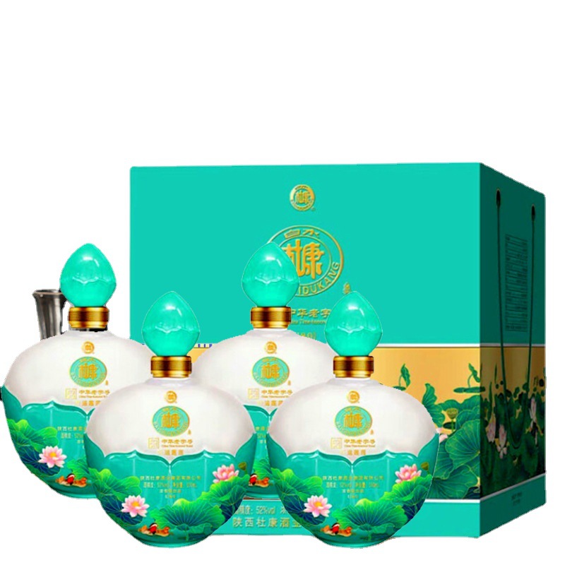 白水杜康酒 好运莲莲52度浓香型白酒 500ml*4礼盒装 电商直播代发