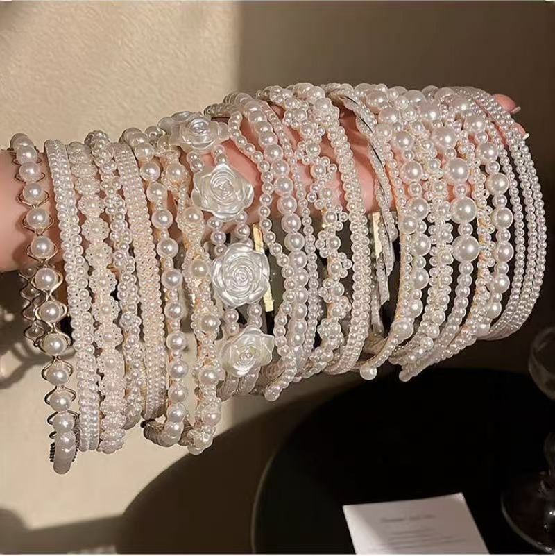 网红珍珠发箍女甜美仿珍珠头箍细百搭仙女气质洗脸压发高颅顶头饰