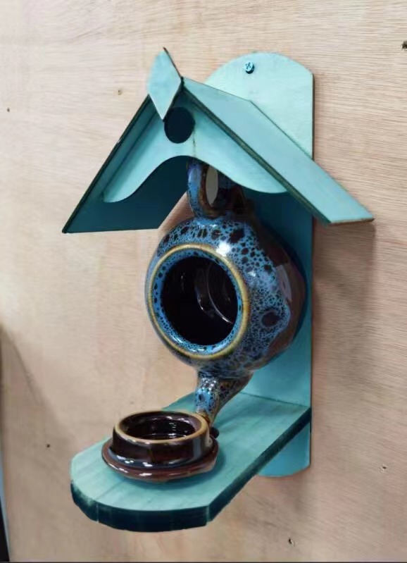 bird house and feeder 花园威廉莫里斯创意茶壶鸟屋鸟窝喂食器