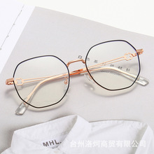 新款时尚复古大框防蓝光镜片平光镜镂空金属框素颜眼镜配近视镜琳