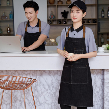 餐饮服务员工作服奶茶店饭店咖啡厅工装男短袖t恤polo衫围裙印字