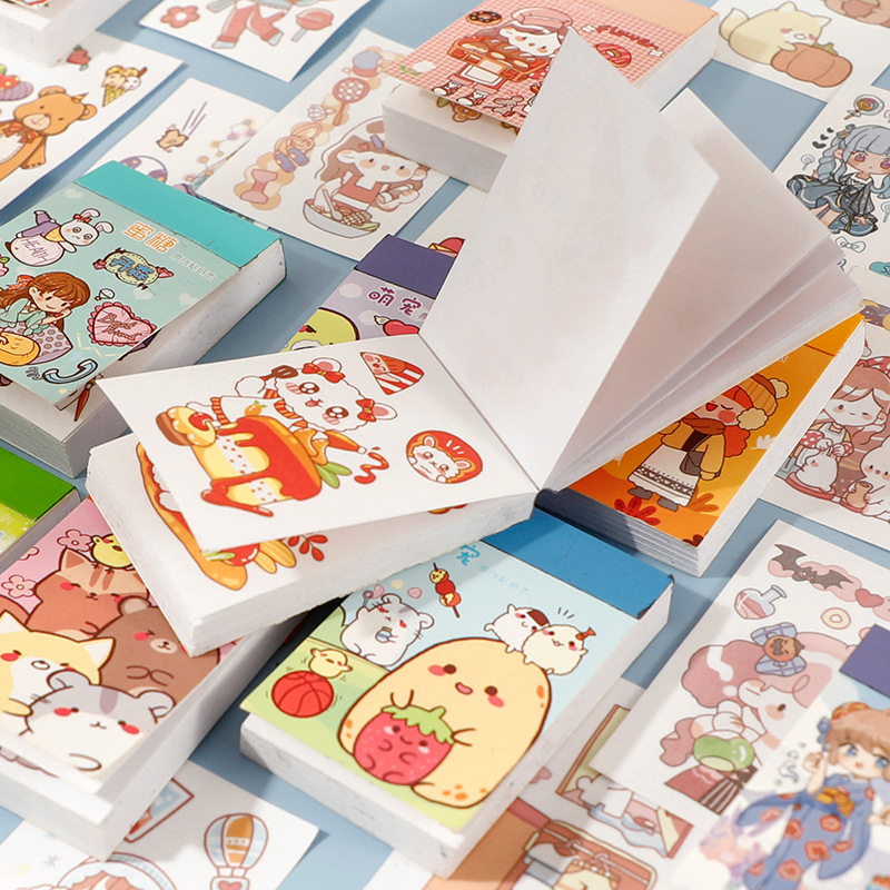 Cute Doudou Book Stickers Small Sticker Book Creative Portable Thickened 50 Mini Notebook Diy Material Stickers
