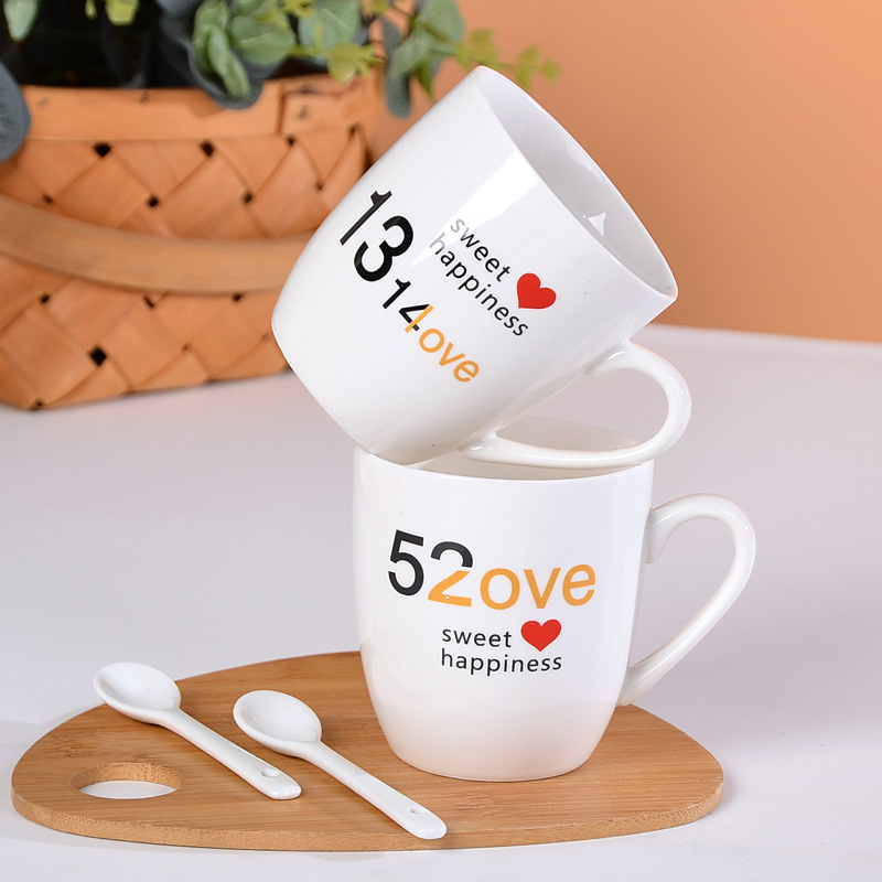 1314520 Ceramic Couple Cups Gold Jewelry Activity Gift Qixi Hand Gift Coffee Cup Valentine's Day Gift