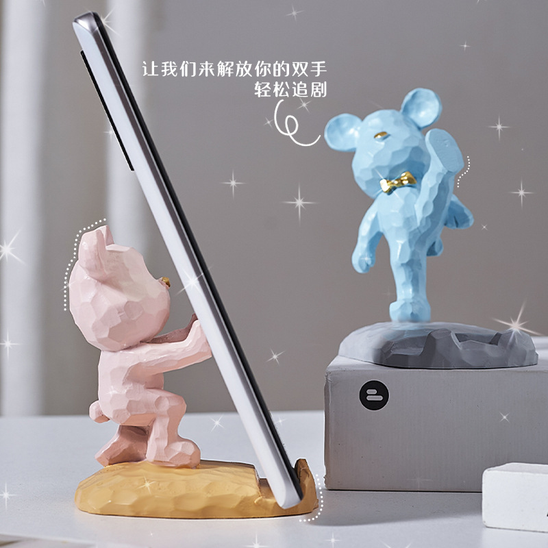 Violent Bear Small Ornaments Creative Mobile Phone Holder Home Office Computer Living Room Study Desktop Cute Decorations