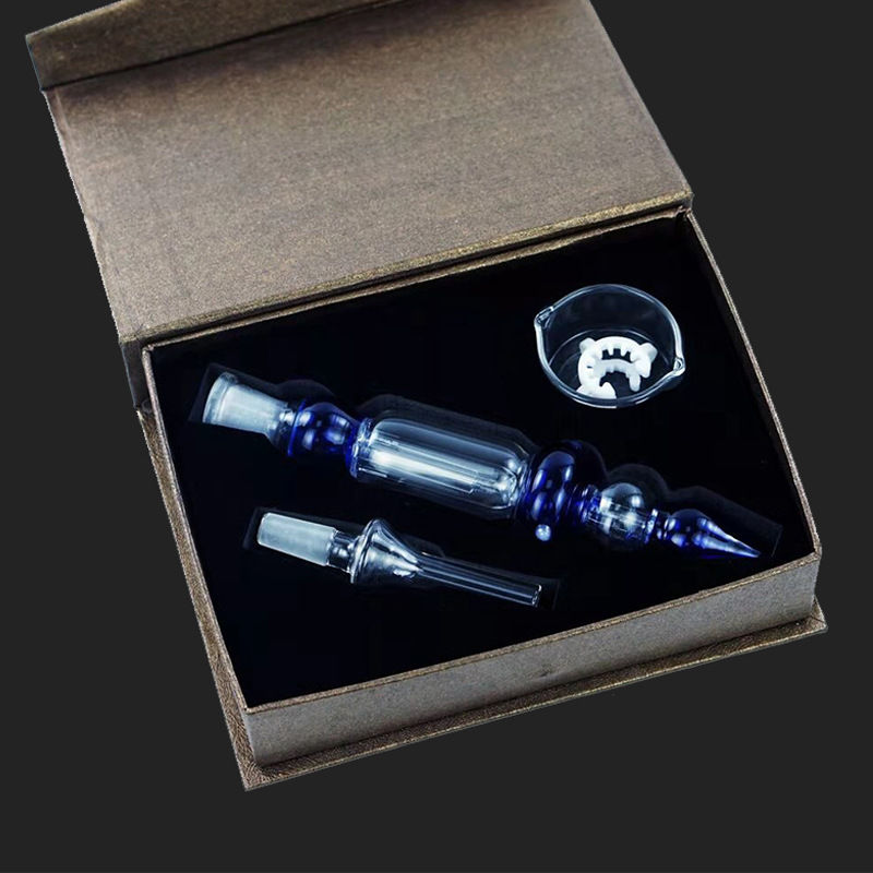 华悦玻璃厂家供应nc套装玻璃烟具制品系列烟管烟枪配件翻盖盒装