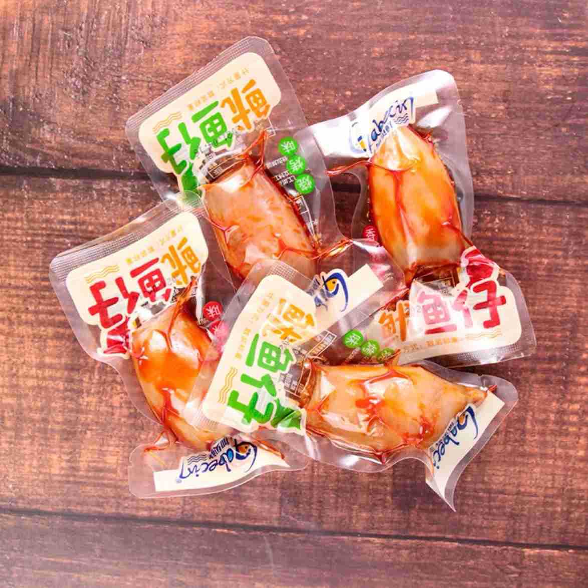 加贝鲜鱿鱼仔香辣/烧烤味5斤装麻辣海鲜零食熟食手抓包带籽鱿鱼仔