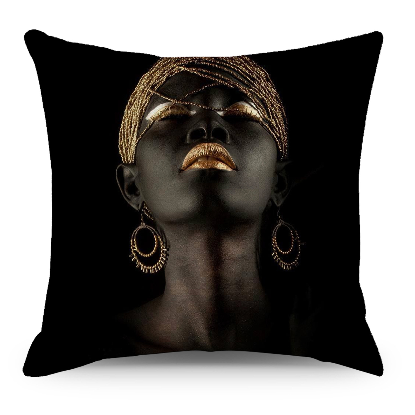 Cross-Border Amazon African Black Linen Printed Pillowcase Home Living Room Sofa and Bedside Car Throw Pillowcase