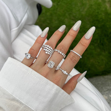 跨境新品S925纯银戒指女圆钻不规则锆石缠绕设计小众高级感戒指女