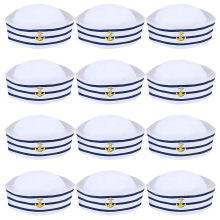 跨境亚马逊蓝条纹水手帽圆顶无檐海军帽子万圣节趣味派对节日
