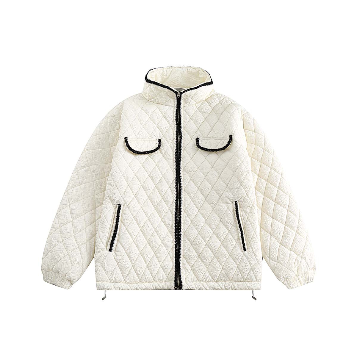 悟航x fuseeho 2023 冬季新款日系潮流菱形格花边棉服my118-阿里巴巴