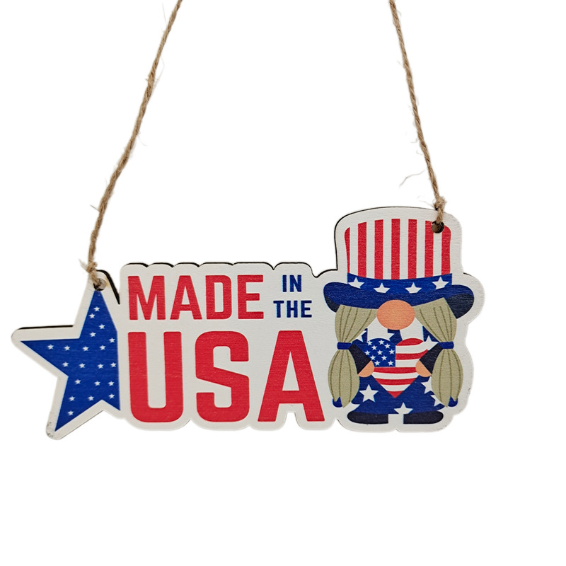 Cross-Border New Arrival American Independence Day Room Door Hanging Board Christmas Decoration Decoration National Day Wooden Product Home Hanging Decoration