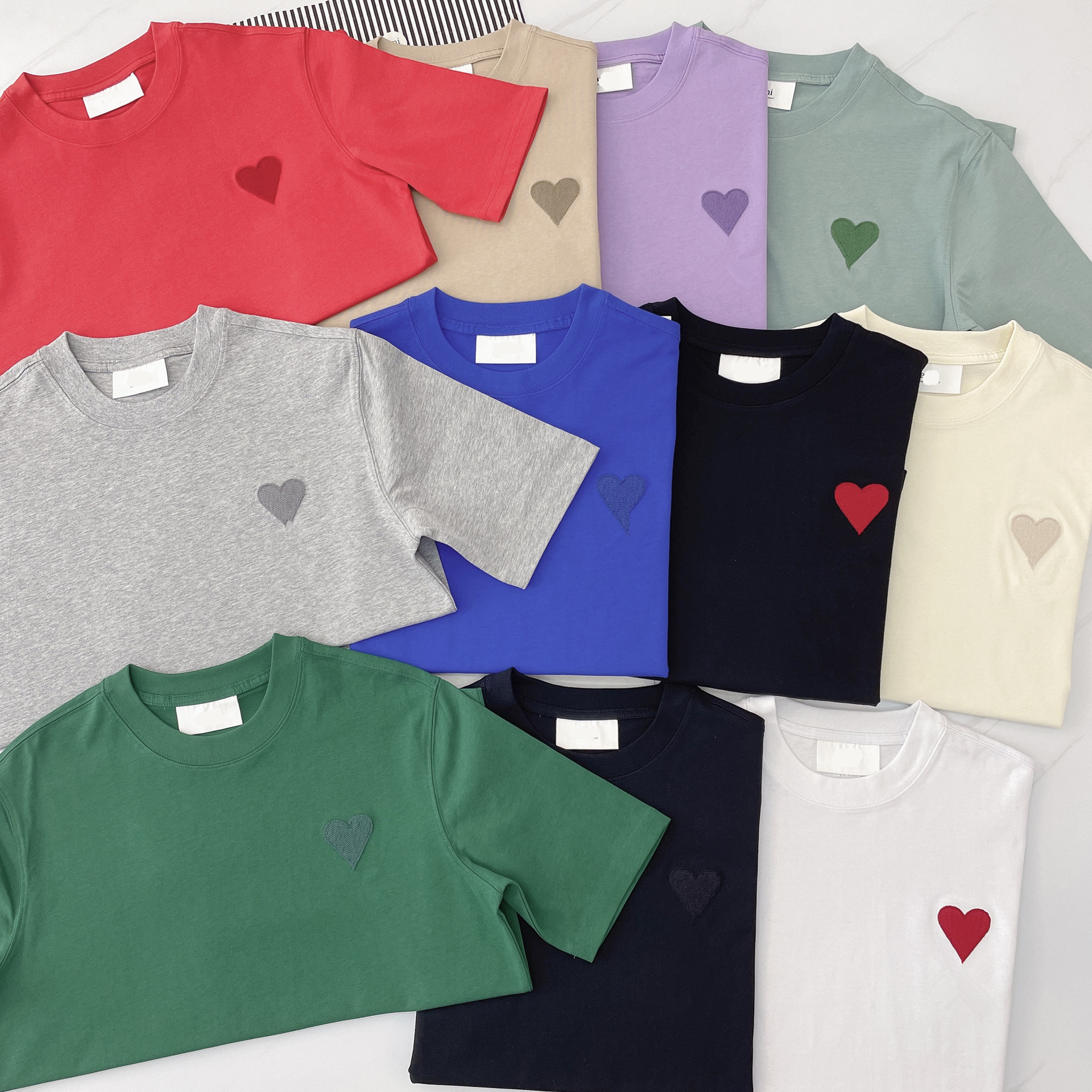 【毒家现货正确版】ami法国潮牌大爱心桃心刺绣短袖t恤男女同款