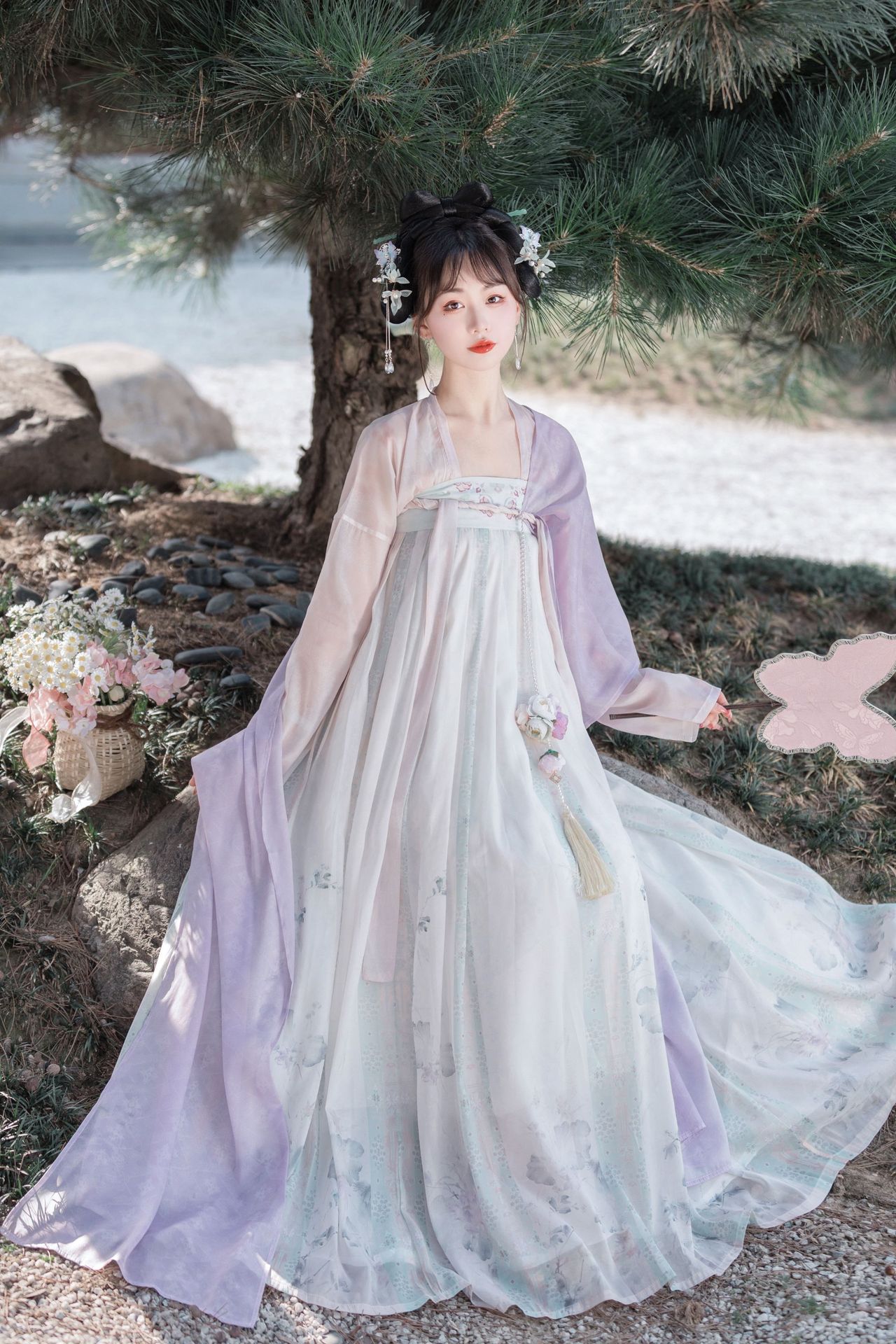 沁悠词原创唐制汉服女复原款夏款飘逸古风中国风齐胸襦裙古装全套