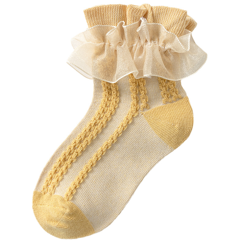 Lace Girls'socks Cotton Children's Socks Spring and Autumn Thin Summer Girl Princess White Dance Baby's Socks