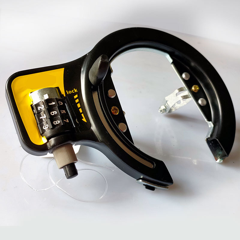 自行车固定锁防盗锁加粗钢管山地车折叠车马蹄蟹钳弹簧锁