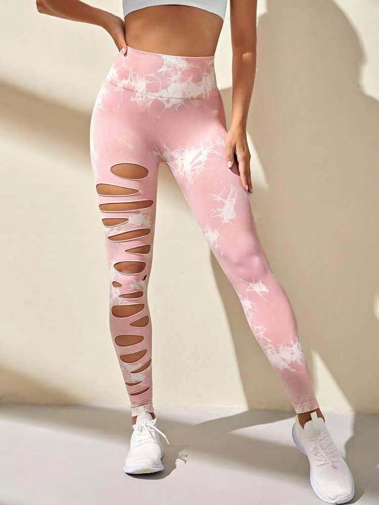 200 + European and American Seamless Peach Yoga Pants Hip Lifting Gradient Tie-Dye Yoga Tight High Waist Exercise Workout Pants Female