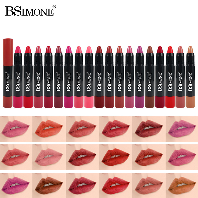 Exclusive for Cross-Border Bsimone Matte Lipstick No Stain on Cup Waterproof and Durable Hook Smooth Velvet Lipstick Pen