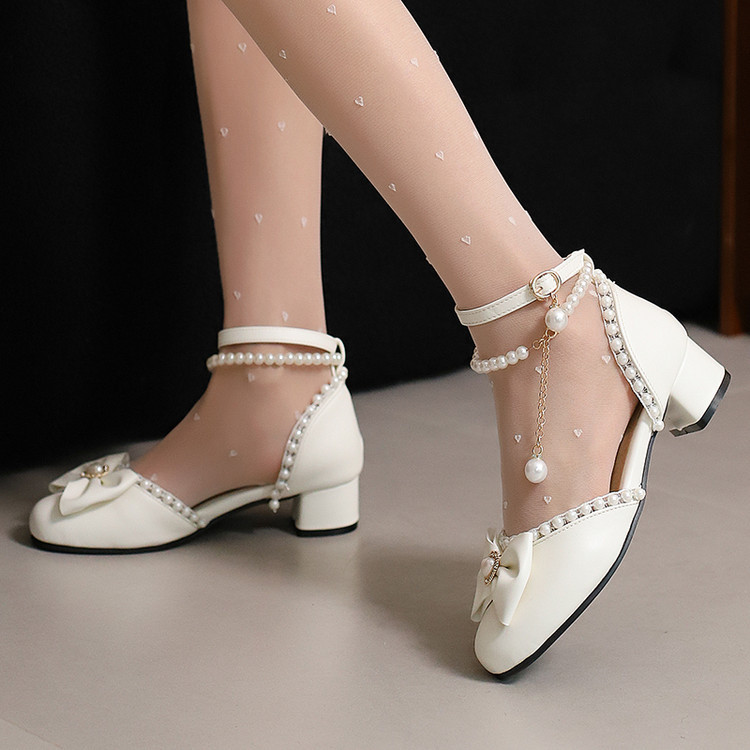 新款女童凉鞋中大童学生高跟鞋蝴蝶结公主鞋夏季lolita鞋女童凉鞋