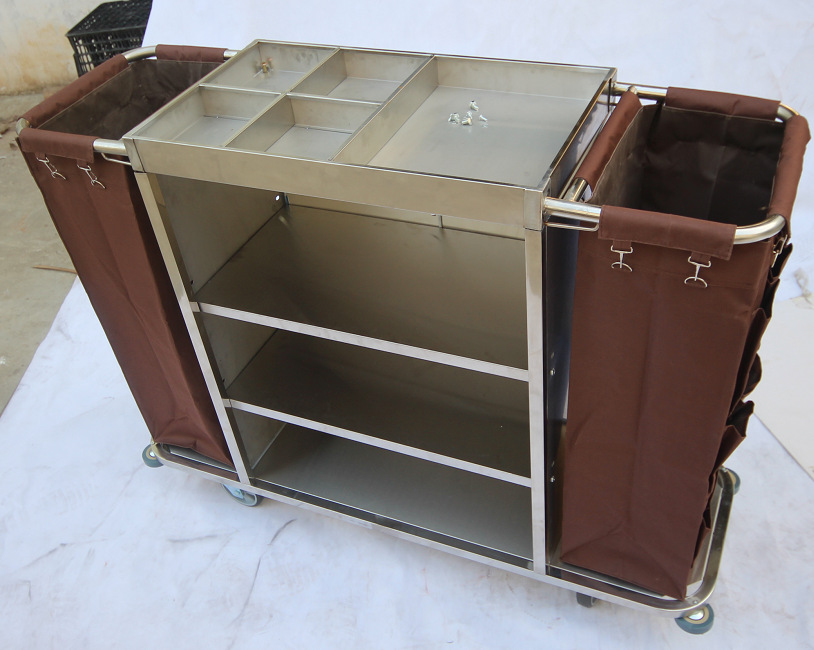 定制酒店双边客房工作车 布草车房口车宾馆清洁服务车推车加厚