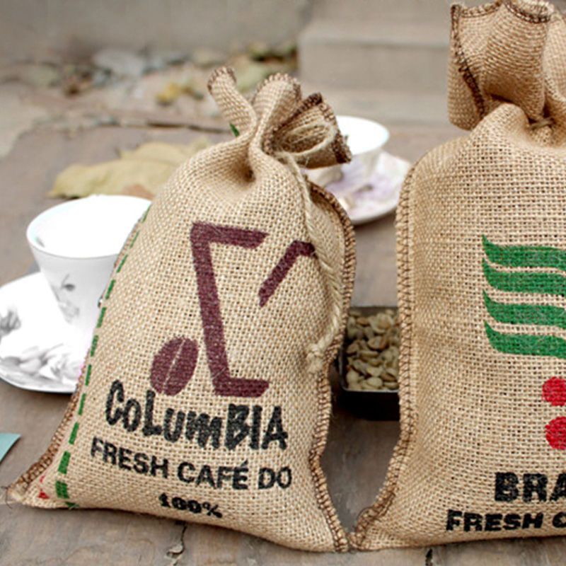 咖啡豆袋黄麻束口袋咖啡生豆包装袋大米棉麻抽绳复古亚麻布袋印刷