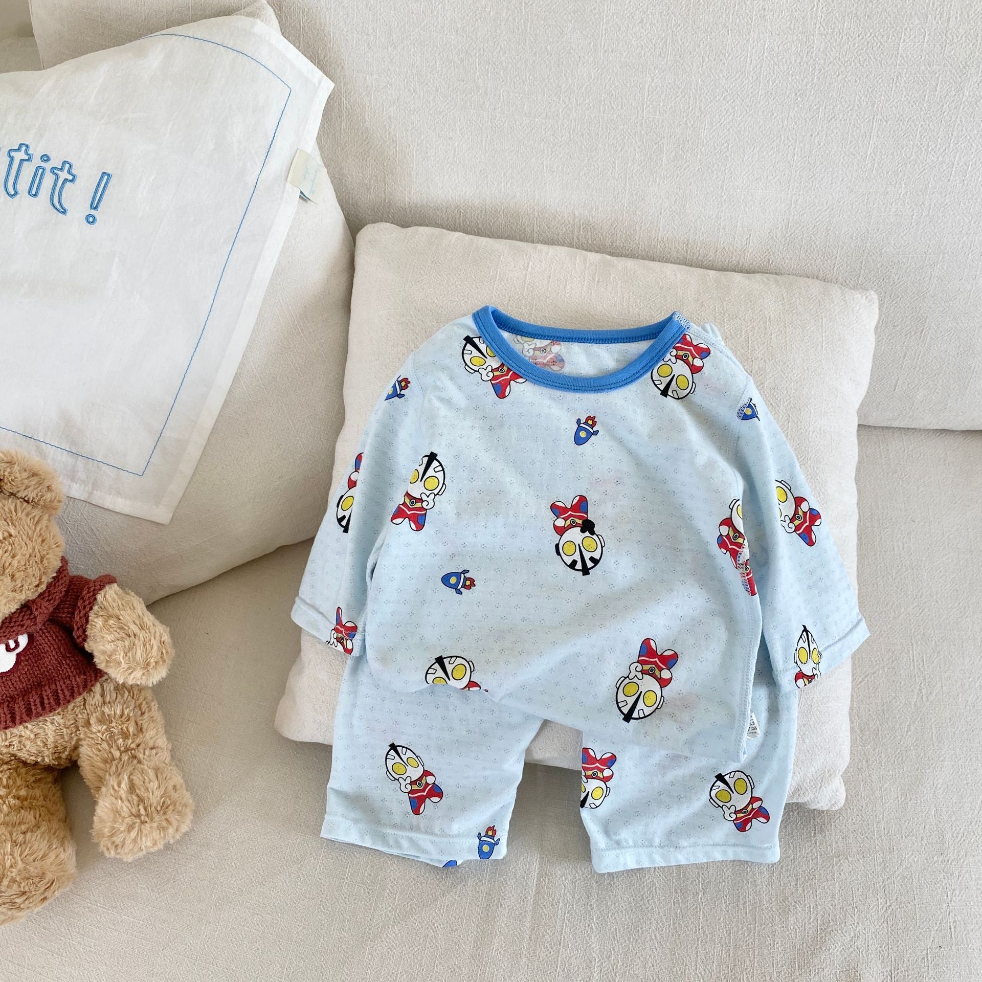 夏季新款儿童家居服套装女童莫棉无骨宝宝空调服七分袖儿童装男童