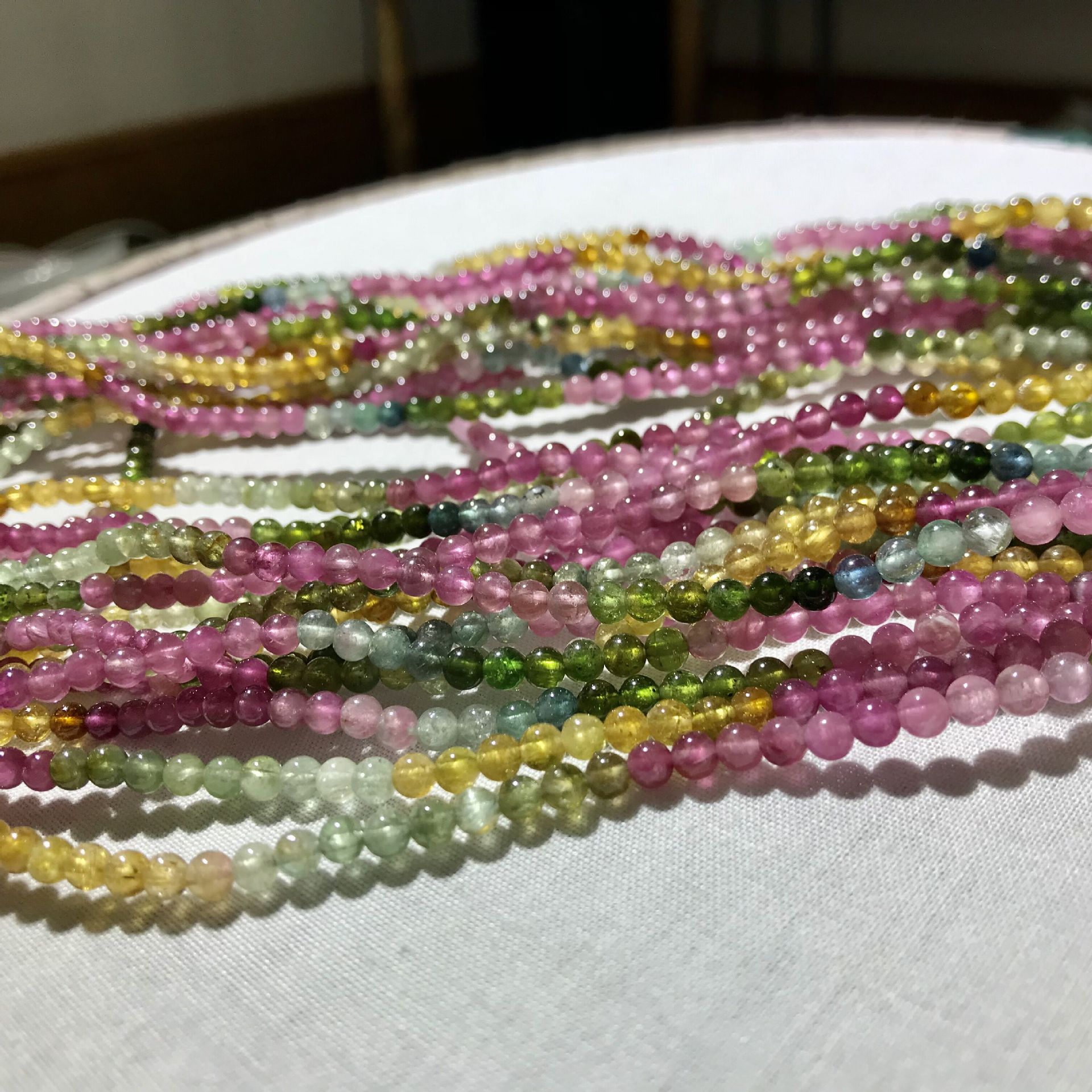 天然巴西老矿彩虹渐变色碧玺多圈手链女款-阿里巴巴