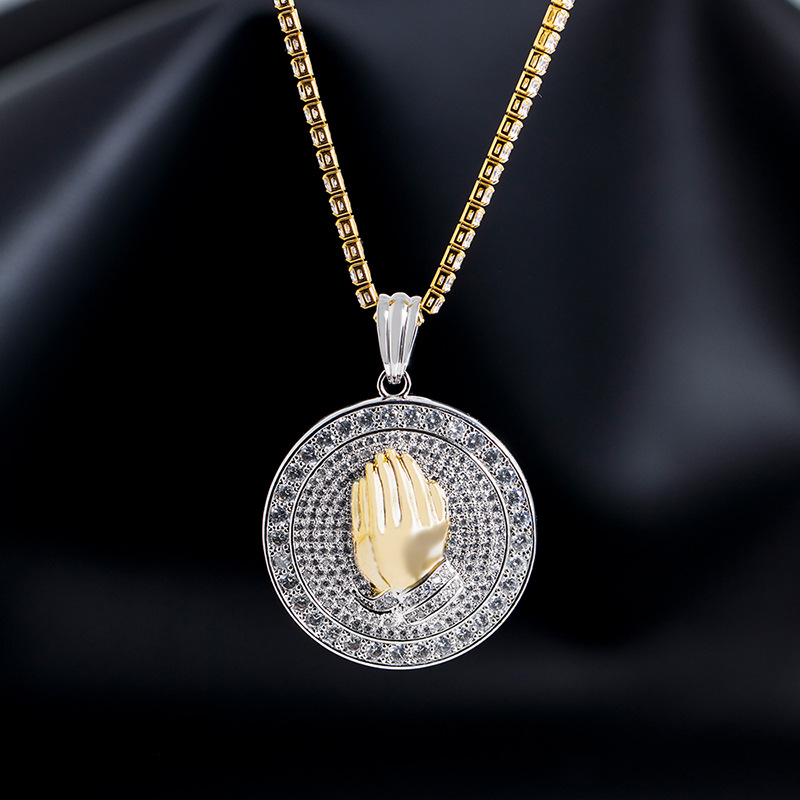 亚马逊wish跨境爆款祈祷合手十字架项链跨境热卖-阿里巴巴