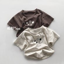 韩国童装2023夏季儿童T恤薄款宝宝纯棉短袖上衣小童洋气T恤~森系