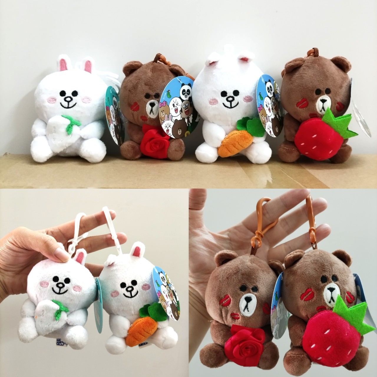 跨境4寸韩国line friends布朗熊钥匙扣毛绒公仔玩偶挂件包包挂饰